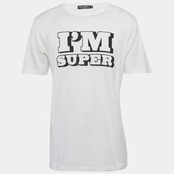 مملوكة مسبقًا Dolce & Gabbana White Printed Jersey T-Shirt S