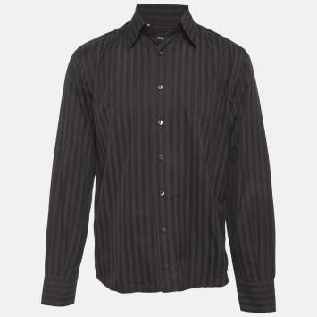 Pre Owned Dolce & Gabbana Brown Striped Cotton Tailored Fit Shirt L