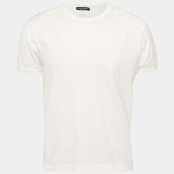 Pre Owned Dolce & Gabbana White Jersey Crewneck T-Shirt M