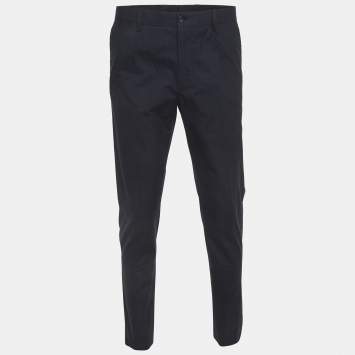 Pre Owned Dolce & Gabbana Blue Plaid Cotton Trousers M