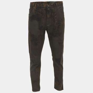 Pre Owned Dolce & Gabbana Brown Denim Distressed Jeans XL/Waist 34"