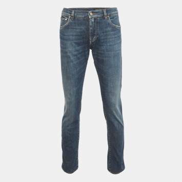 مملوكة مسبقًا Dolce & Gabbana Blue Faded Denim Slim Fit Jeans L/Waist 34"