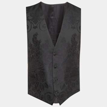 مملوكة مسبقًا Dolce & Gabbana Black Jacquard Vest XXL