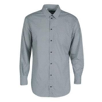 Pre Owned Dolce & Gabbana Gold Monochrome Circle Print Long Sleeve Button Front Shirt XL