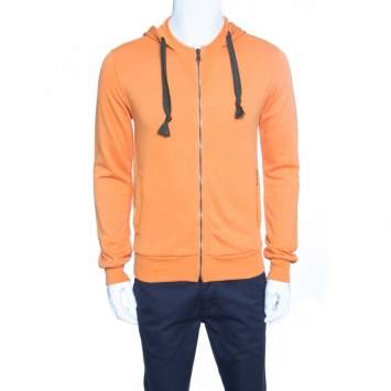 Pre Owned Dolce & Gabbana Orange Zip Front Hoodie XS