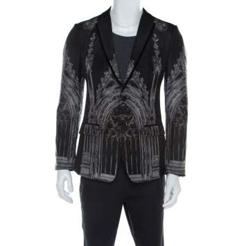 Pre Owned Dolce & Gabbana Black Cathedral Print Cotton Silk Tailored Blazer S
