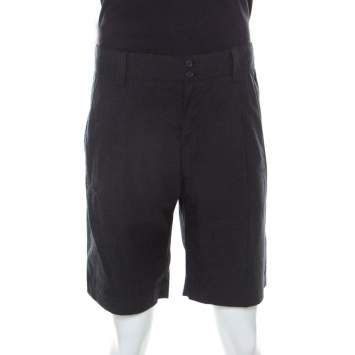 Pre Owned Dolce & Gabbana Grey Micro Houndstooth Cotton Shorts L