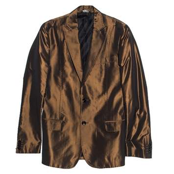 Pre Owned Dolce & Gabbana Metallic Brown Double Buttoned Blazer S