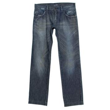 Pre Owned Dolce & Gabbana Blue Medium Wash Denim Straight Leg Jeans S
