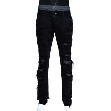 Pre Owned Dolce & Gabbana 14 Black Distressed Denim Pant Detail Jeans L