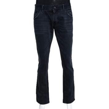 Pre Owned Dolce & Gabbana 14 Black Faded Effect Denim Fitted Jeans L
