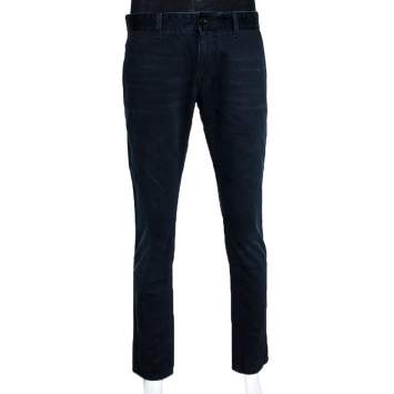 Pre Owned Dolce & Gabbana 14 Gold Dark Blue Denim Straight Leg Jeans L