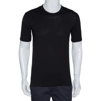 Pre Owned Dolce & Gabbana Black Cotton Round Neck T-Shirt M