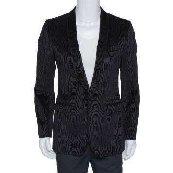 Pre Owned Dolce & Gabbana Black Jacquard Velvet Tuxedo Jacket M