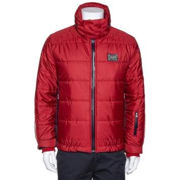 Pre Owned Dolce & Gabbana Red Hooded Puffer Jacket XS