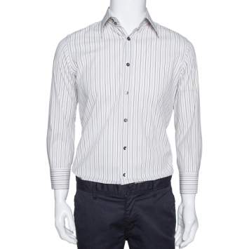 Pre Owned Dolce & Gabbana Multicolor Striped Cotton Slim Fit Button Front Shirt S