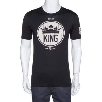 Pre Owned Dolce & Gabbana DG Millennials Black Cotton King Print T Shirt S
