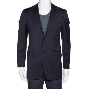 Pre Owned Dolce & Gabbana Black Pinstriped Wool Tailored Jacket XS