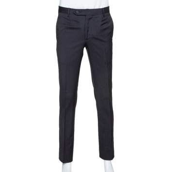 Pre Owned Dolce & Gabbana Black Pinstriped Wool Tailored Pants XS
