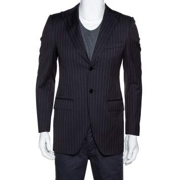 Pre Owned Dolce & Gabbana Dark Grey Striped Wool Tailored Jacket XS