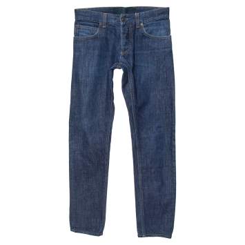 Pre Owned Dolce & Gabbana 14 Gold Blue Denim Straight Leg Jeans S