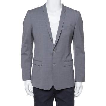 Pre Owned Dolce & Gabbana Gold Grey Wool Two Buttoned Jacket L