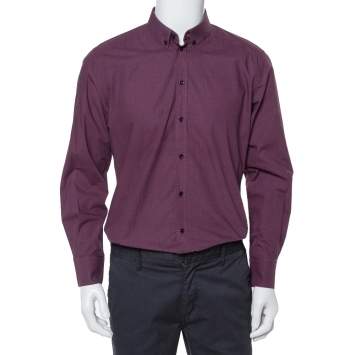 Pre Owned Dolce & Gabbana Gold Navy Printed Cotton Button Down Shirt XL