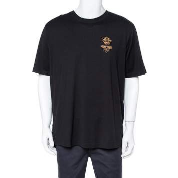 Pre Owned Dolce & Gabbana Black Cotton Jersey Queen Bee Embellished T-Shirt 3XL