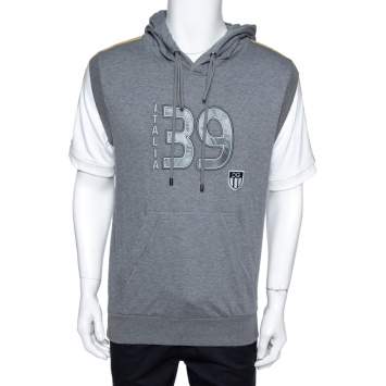 Pre Owned Dolce & Gabbana Grey Mélang Cotton Italia 39 Short Sleeve Hoodie L