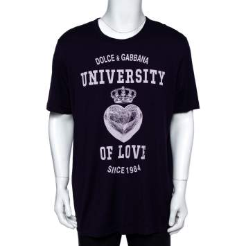 Pre Owned Dolce & Gabbana Purple Cotton University of Love Print T-Shirt 4XL