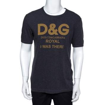 Pre Owned Dolce & Gabbana Grey Cotton Royal Print T-Shirt M