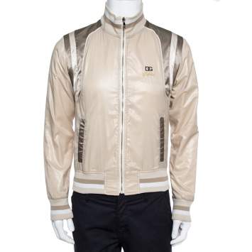 Pre Owned Dolce & Gabbana Cream Bomber Jacket XS