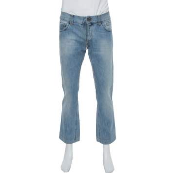Pre Owned Dolce & Gabbana Blue Medium Wash Denim Straight Leg Jeans M