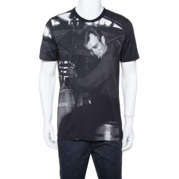 Pre Owned Dolce & Gabbana Black Knit Graphic Print Crewneck T Shirt XXL