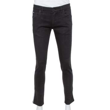 Pre Owned Dolce & Gabbana Black Denim Trim & Logo Embroidery Detail Skinny Jeans M