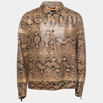 Pre Owned Dolce & Gabbana Brown Leather Button Front Jacket XL