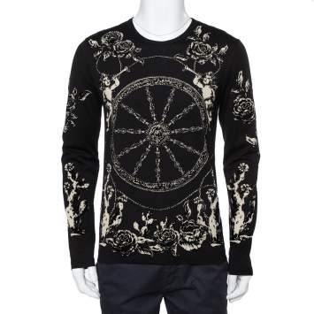 Pre Owned Dolce & Gabbana Black Velour Long Sleeve T-Shirt XS