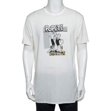 Pre Owned Dolce & Gabbana White Cotton Popeye & Olive Print T-Shirt XXL