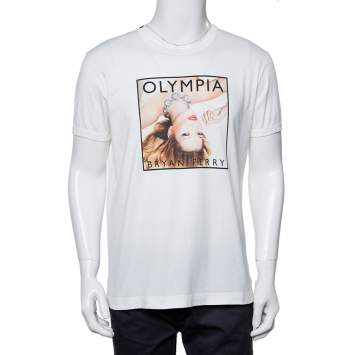 Pre Owned Dolce & Gabbana Off-White Cotton Bryan Ferry Album Print Crewneck T-Shirt XXL