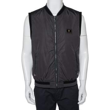 Pre Owned Dolce & Gabbana Dark Grey Synthetic Plaque Gilet XL