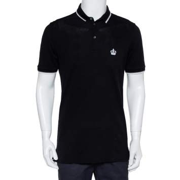 Pre Owned Dolce & Gabbana Black Cotton Pique Polo T-Shirt L