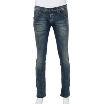 Pre Owned Dolce & Gabbana Blue Light Wash Denim Distressed Jeans M