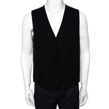 Pre Owned Dolce & Gabbana Black & Beige Cotton Vest XL