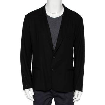 Pre Owned Dolce & Gabbana Black Wool Button Front Lightweight Blazer XXL