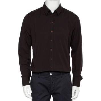 Pre Owned Dolce & Gabbana Brown Cotton Button Front Shirt XXL
