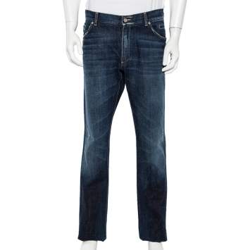 Pre Owned Dolce & Gabbana Navy Blue Denim Distressed 16 Jeans XXL