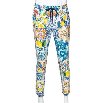 Pre Owned Dolce & Gabbana Multicolor Majolica Printed Cotton Pants M
