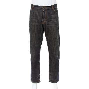 Pre Owned Dolce & Gabbana 22 Green Grey Faded Effect Distressed Denim Jeans XXL