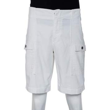 Pre Owned Dolce & Gabbana White Cotton Classic 20 Bermuda Shorts L
