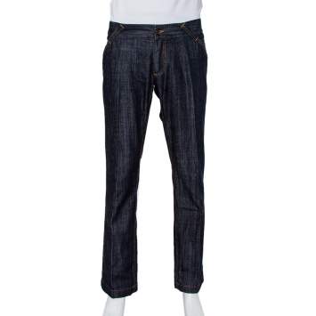 Pre Owned Dolce & Gabbana Navy Blue Denim Straight Leg 12 Jeans XXL